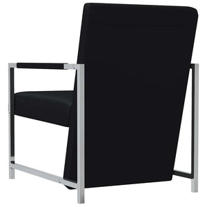 vidaXL Armchair with Chrome Legs Black Faux Leather