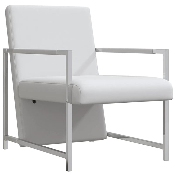 vidaXL Armchair with Chrome-plated Legs White Faux Leather