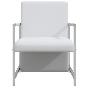 vidaXL Armchair with Chrome-plated Legs White Faux Leather