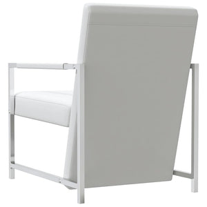 vidaXL Armchair with Chrome-plated Legs White Faux Leather
