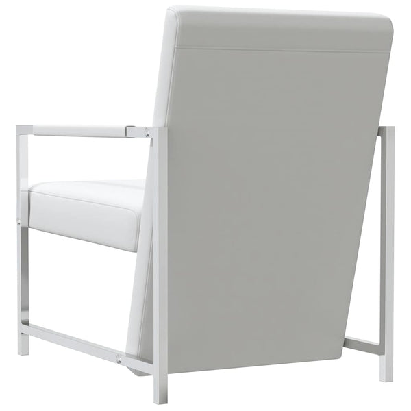 vidaXL Armchair with Chrome-plated Legs White Faux Leather
