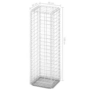 vidaXL Stone Basket Gabion with Lids Galvanized Wire 100×30×30 cm