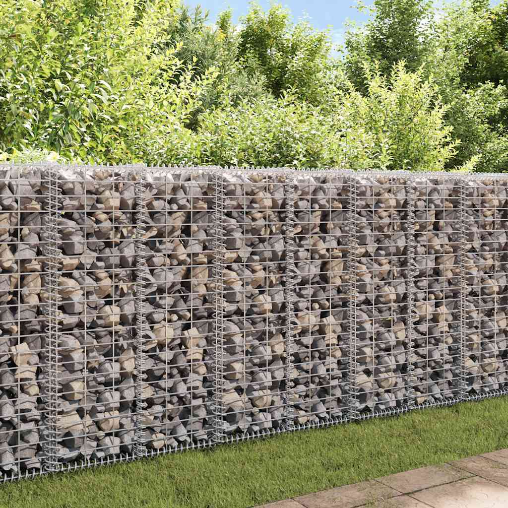 vidaXL Stone Basket Gabion with Lids Galvanized Wire 100×30×30 cm