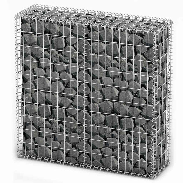 vidaXL Stone Basket Gabion with Lids Galvanized Wire 100x100x30 cm