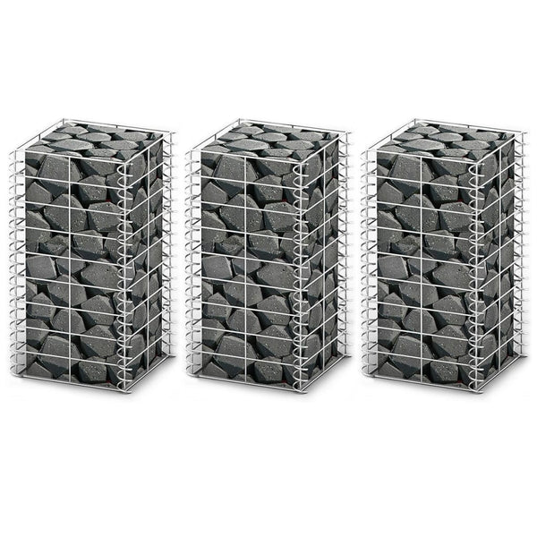 vidaXL Gabion Set 3-Piece Galvanized Wire 25×25×50 cm