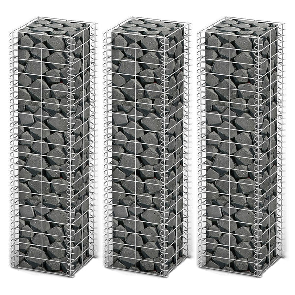 vidaXL Gabion Set 3-Piece Galvanized Wire 25x25x100 cm