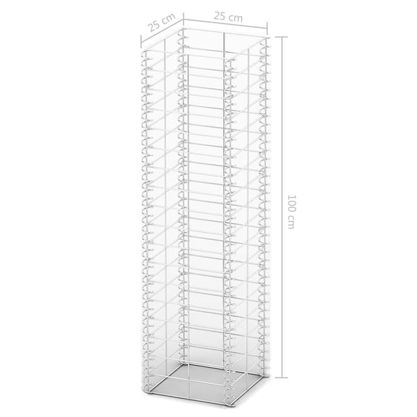 vidaXL Gabion Set 3-Piece Galvanized Wire 25x25x100 cm