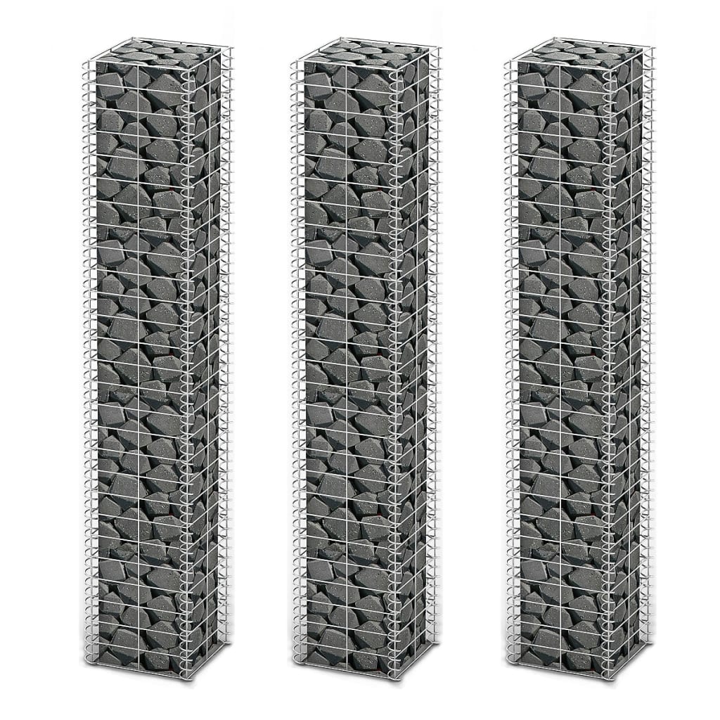 vidaXL Gabion Set 3-Piece Galvanized Wire 25x25x150 cm