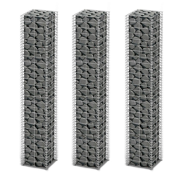 vidaXL Gabion Set 3-Piece Galvanized Wire 25x25x150 cm