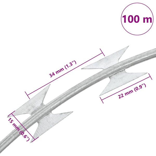 vidaXL Concertina Barbed Wire Razor Wire Galvanized Steel 100 m