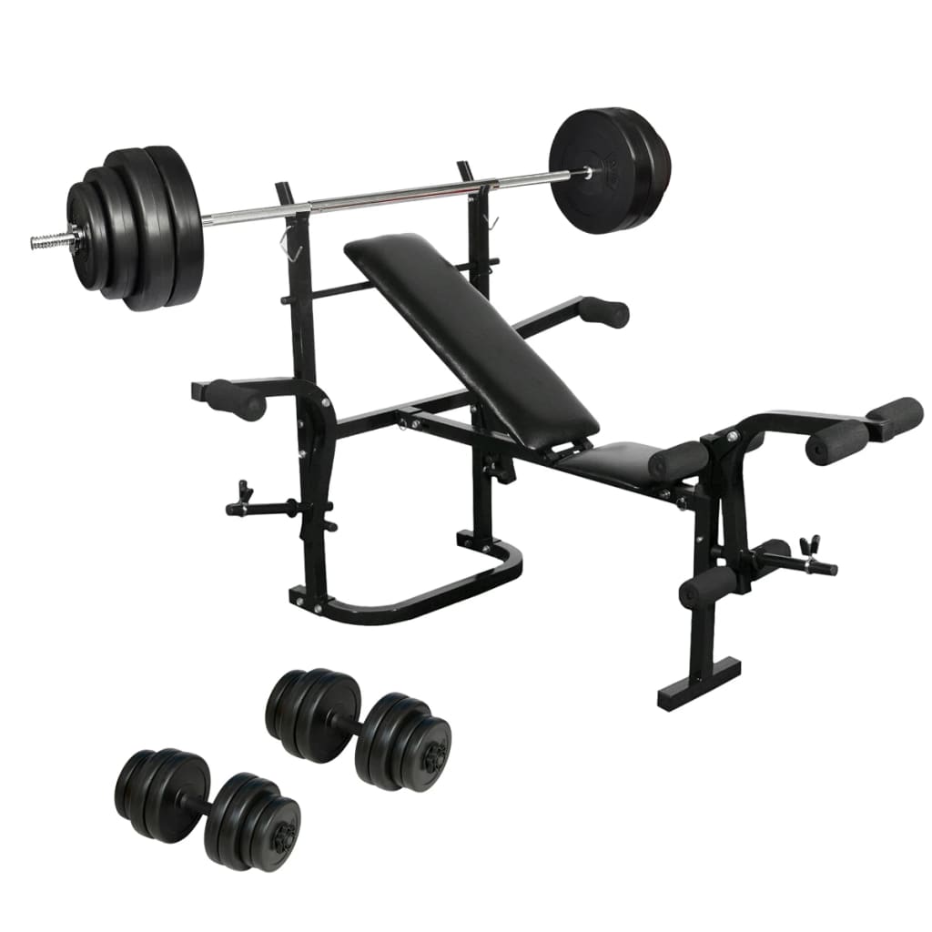 vidaXL Foldable Weight Bench with Barbell Dumbbell Set