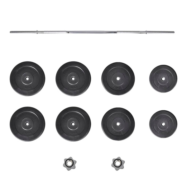 vidaXL Foldable Weight Bench with Barbell Dumbbell Set