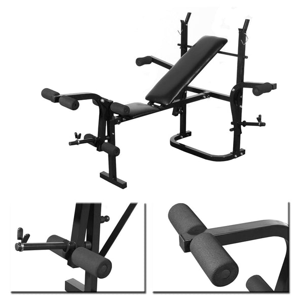 vidaXL Foldable Weight Bench with Barbell Dumbbell Set