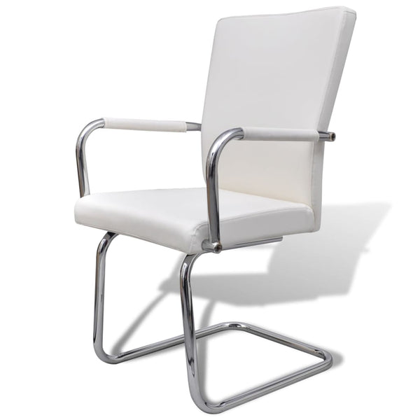 vidaXL Cantilever Chairs 4 pcs. White Faux Leather