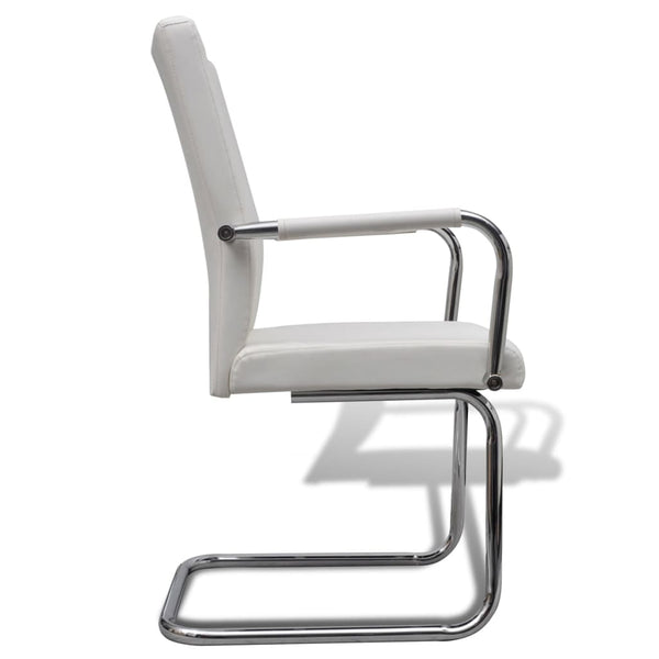 vidaXL Cantilever Chairs 4 pcs. White Faux Leather