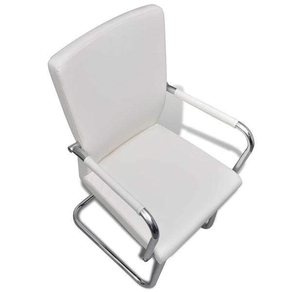 vidaXL Cantilever Chairs 4 pcs. White Faux Leather