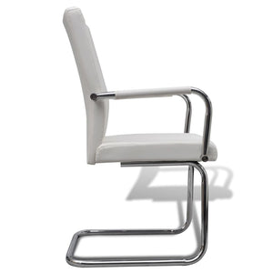 vidaXL Cantilever Chairs 6 pcs. White Faux Leather