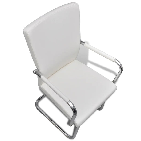 vidaXL Cantilever Chairs 6 pcs. White Faux Leather