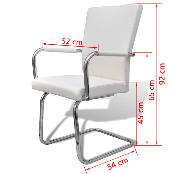 vidaXL Cantilever Chairs 6 pcs. White Faux Leather