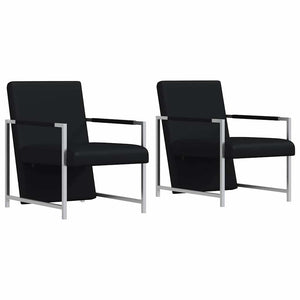 vidaXL Armchairs 2 pcs. Chrome Frame Black Faux Leather