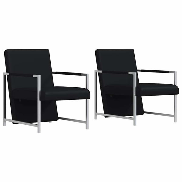 vidaXL Armchairs 2 pcs. Chrome Frame Black Faux Leather