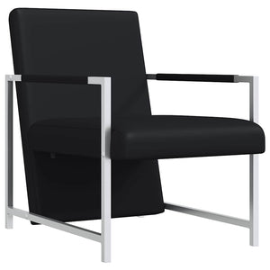 vidaXL Armchairs 2 pcs. Chrome Frame Black Faux Leather