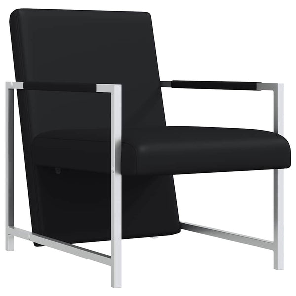 vidaXL Armchairs 2 pcs. Chrome Frame Black Faux Leather