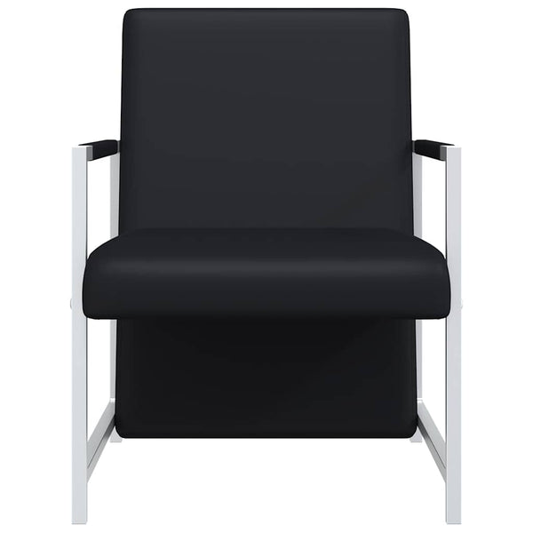 vidaXL Armchairs 2 pcs. Chrome Frame Black Faux Leather