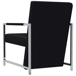 vidaXL Armchairs 2 pcs. Chrome Frame Black Faux Leather