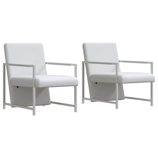 vidaXL Armchairs 2 pcs. Chrome Frame White Faux Leather