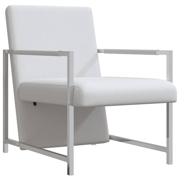 vidaXL Armchairs 2 pcs. Chrome Frame White Faux Leather