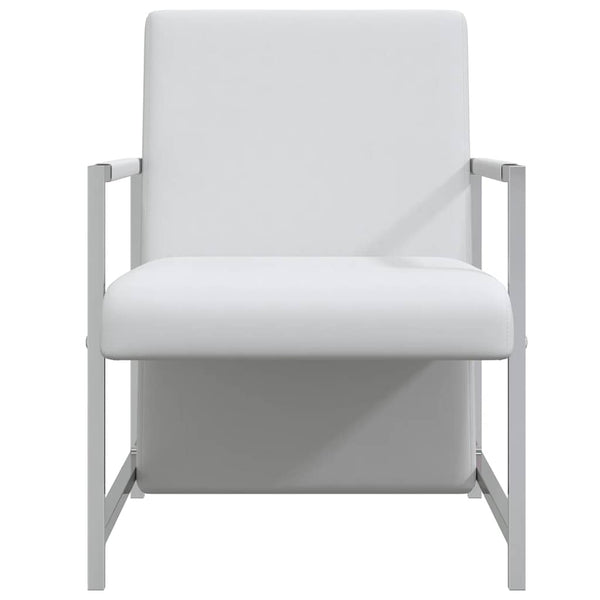 vidaXL Armchairs 2 pcs. Chrome Frame White Faux Leather