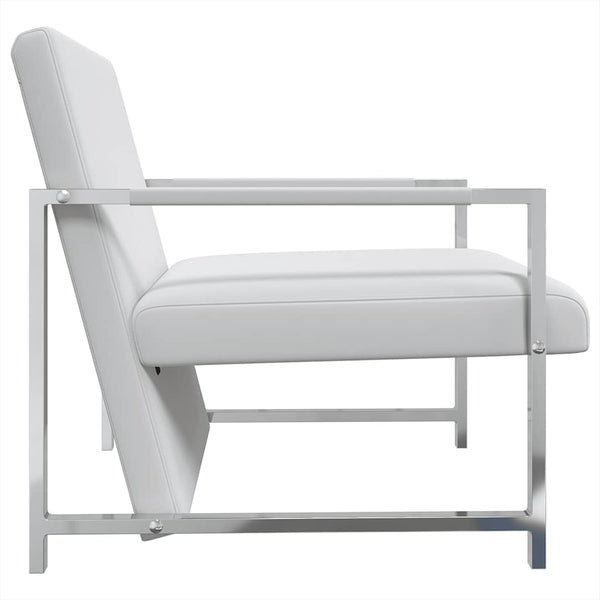 vidaXL Armchairs 2 pcs. Chrome Frame White Faux Leather