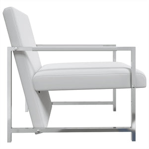 vidaXL Armchairs 2 pcs. Chrome Frame White Faux Leather