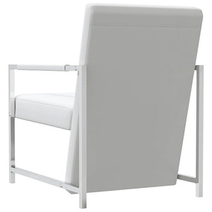 vidaXL Armchairs 2 pcs. Chrome Frame White Faux Leather