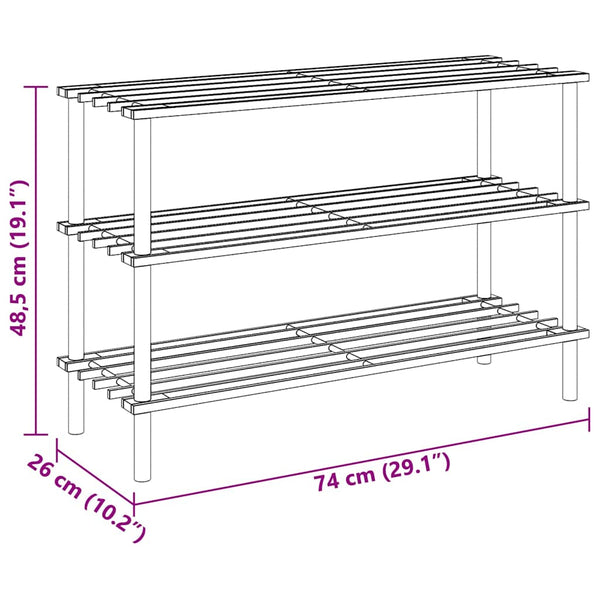 vidaXL 3-Tier Shoe Racks 2 pcs Solid Fir Wood