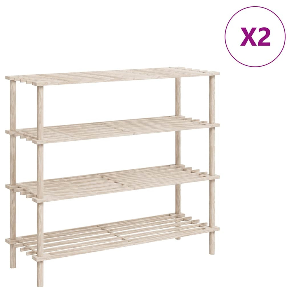 vidaXL Shoe Racks with 4 Shelves 2 pcs. Solid Firwood