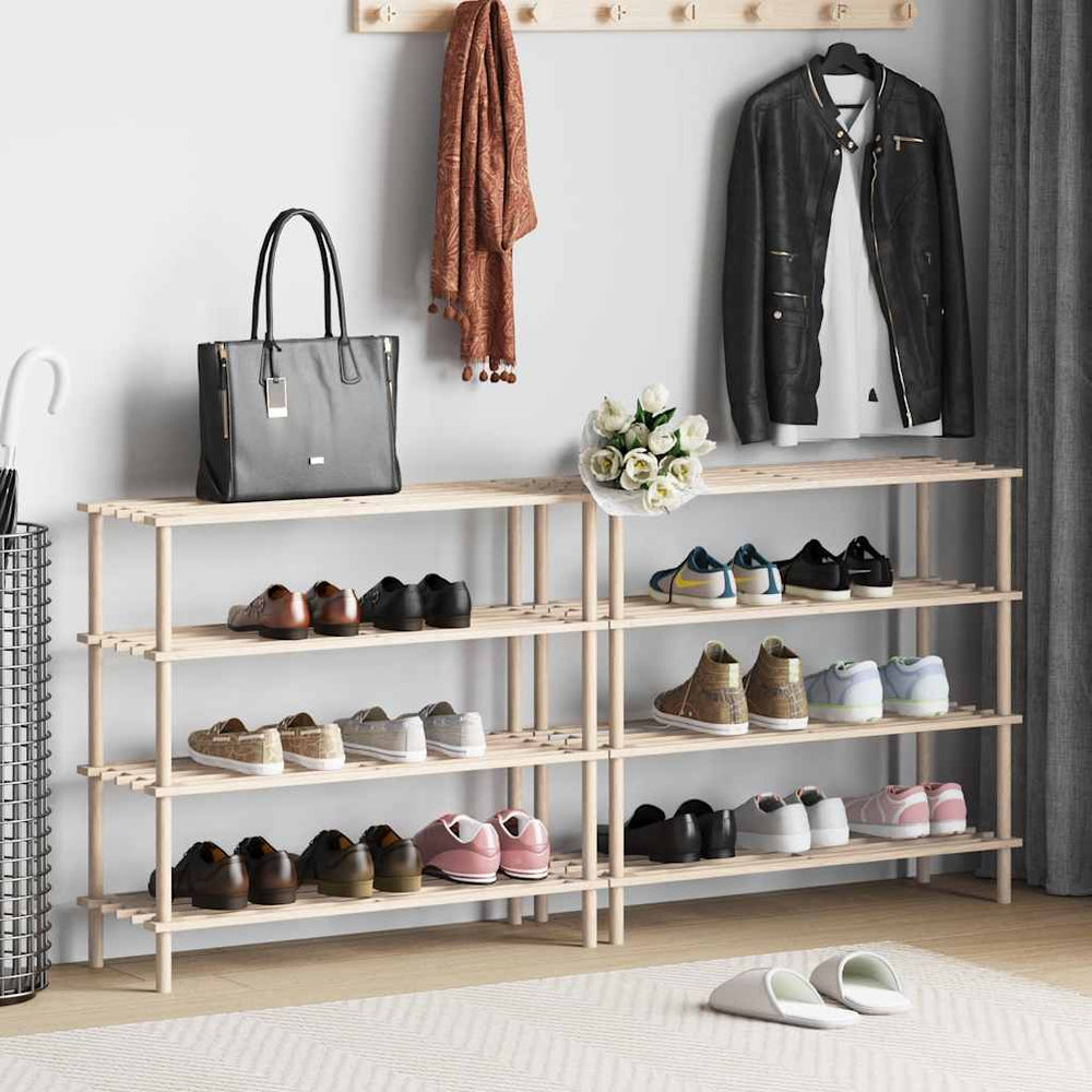 vidaXL Shoe Racks with 4 Shelves 2 pcs. Solid Firwood