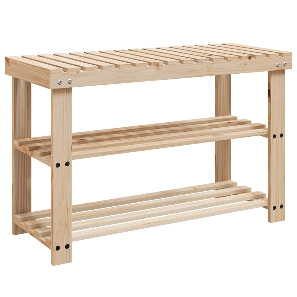 vidaXL 2-in-1 Shoe Rack with Bench Solid Fir Wood