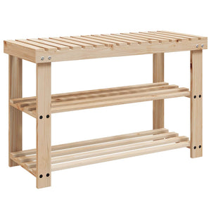 vidaXL 2-in-1 Shoe Rack with Bench Solid Fir Wood