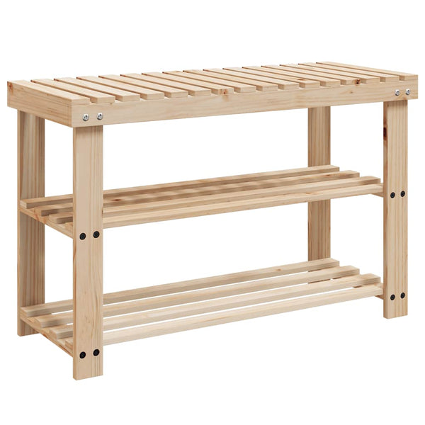 vidaXL 2-in-1 Shoe Rack with Bench Solid Fir Wood