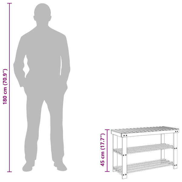 vidaXL 2-in-1 Shoe Rack with Bench Solid Fir Wood