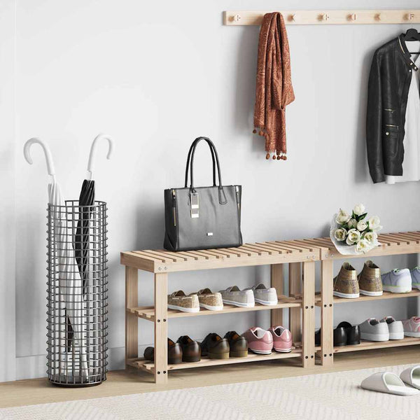 vidaXL 2-in-1 Shoe Rack with Bench Solid Fir Wood