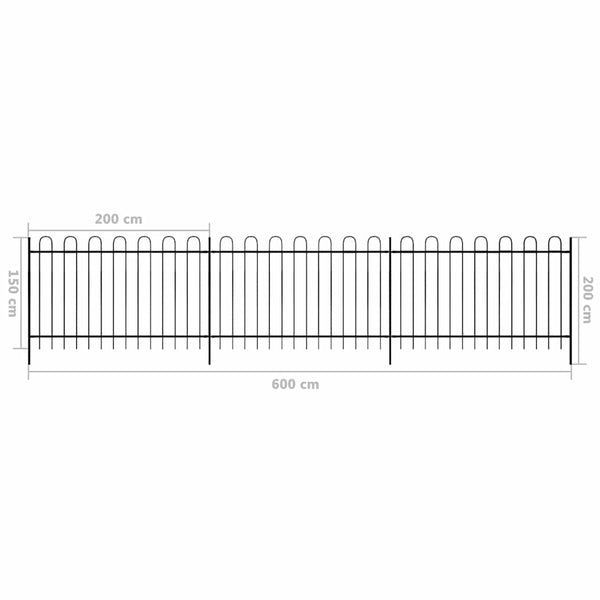 vidaXL Fence 600 x 150 cm Powder-Coated Steel