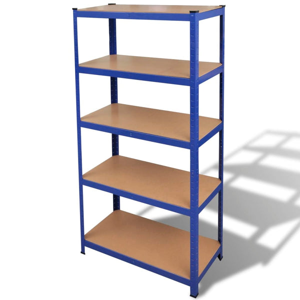 vidaXL 5-Tier Storage Rack Blue Steel & Engineered Wood
