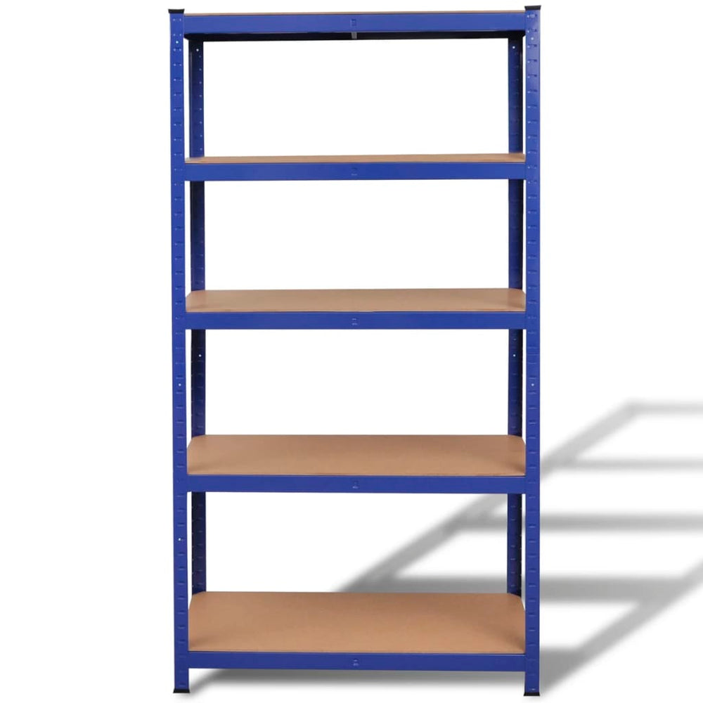 vidaXL 5-Tier Storage Rack Blue Steel & Engineered Wood