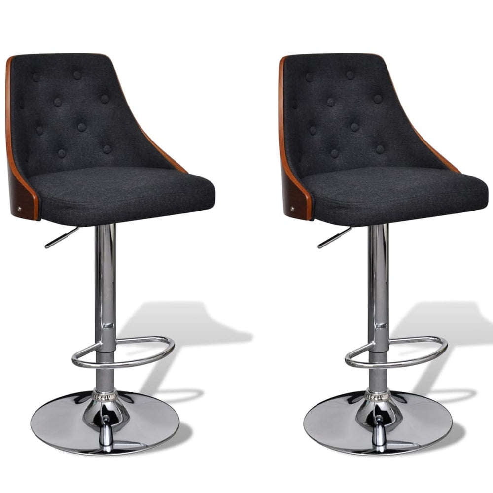 vidaXL Bar Stools 2 pcs Bentwood and Fabric
