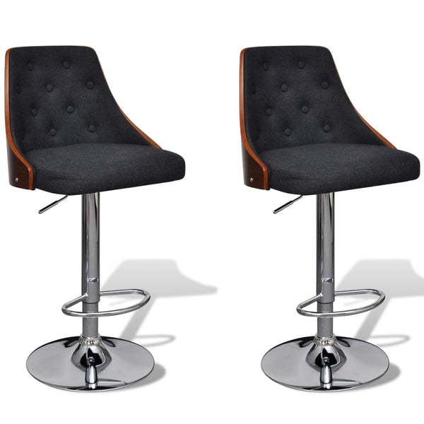 vidaXL Bar Stools 2 pcs Bentwood and Fabric
