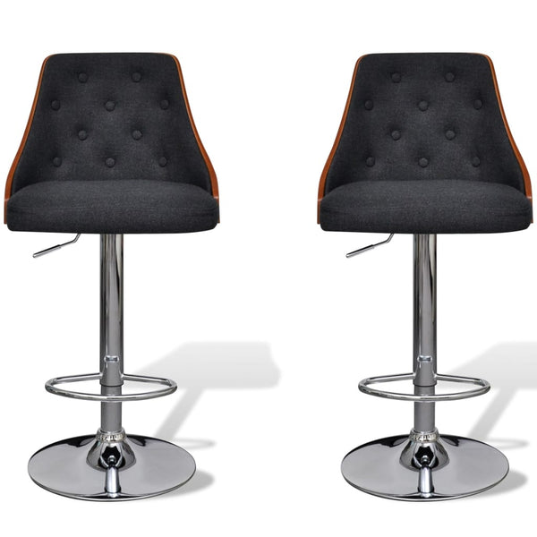 vidaXL Bar Stools 2 pcs Bentwood and Fabric