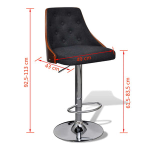 vidaXL Bar Stools 2 pcs Bentwood and Fabric